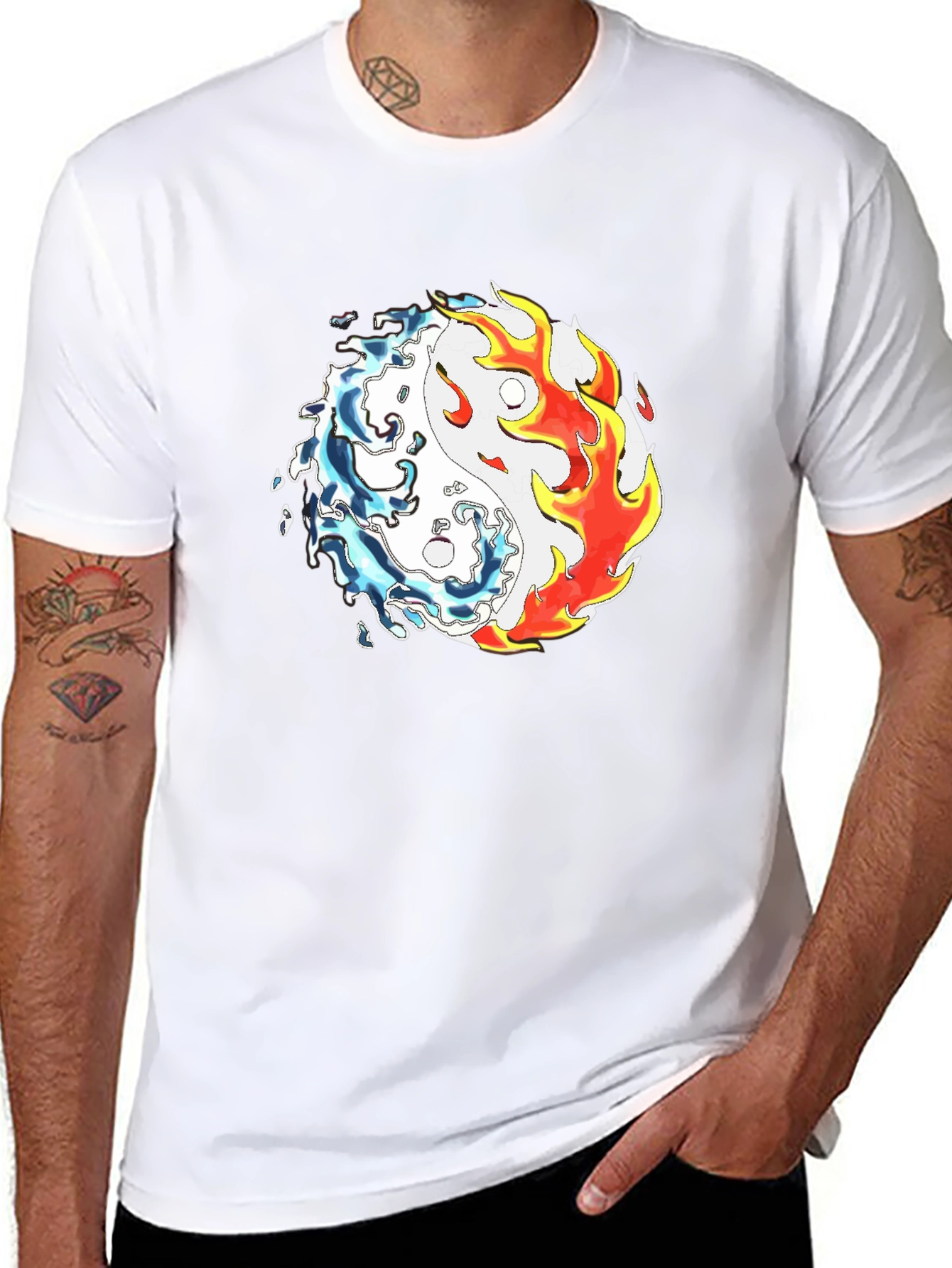 Yin Yang Fire & Water Graphic Tee - Balance & Style