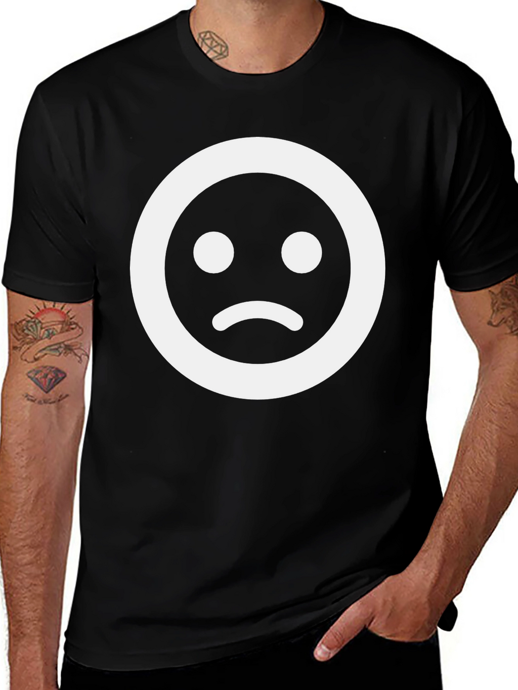 Sad Face Graphic Tee - Black Unisex T-Shirt