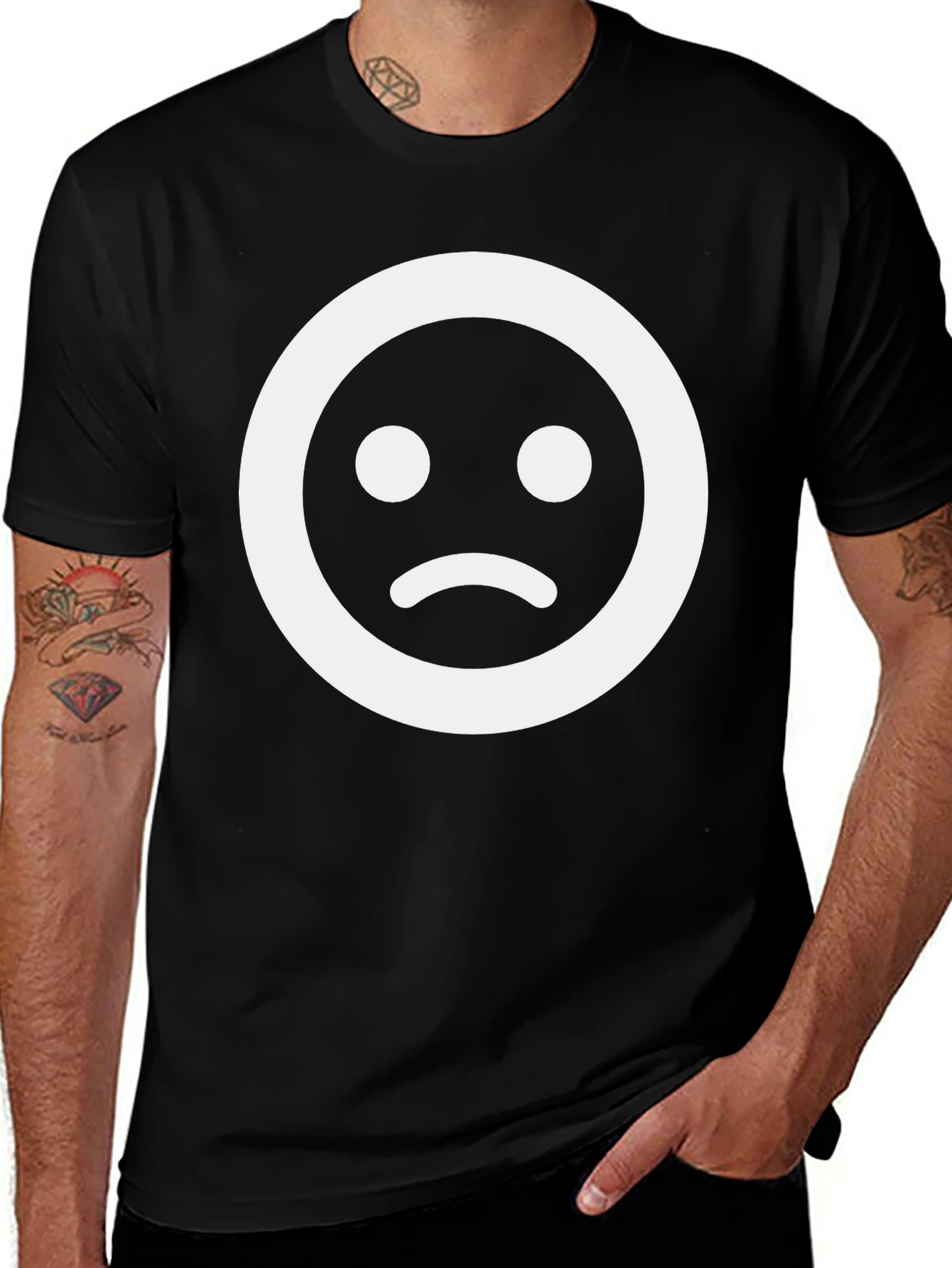 Sad Face Graphic Tee - Black Unisex T-Shirt