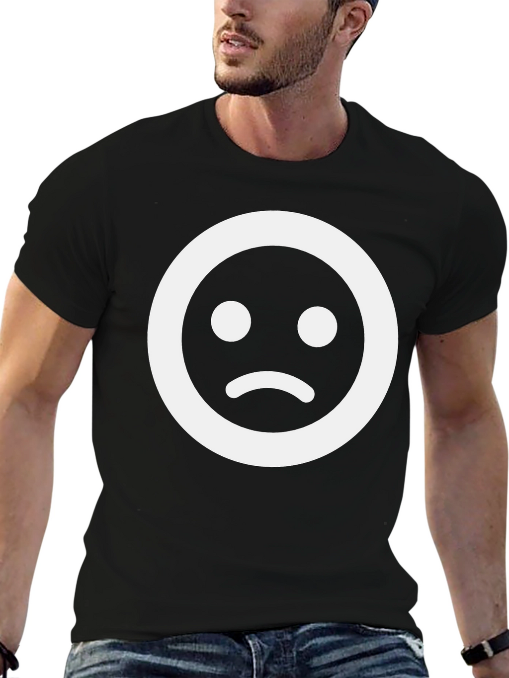 Sad Face Graphic Tee - Black Unisex T-Shirt