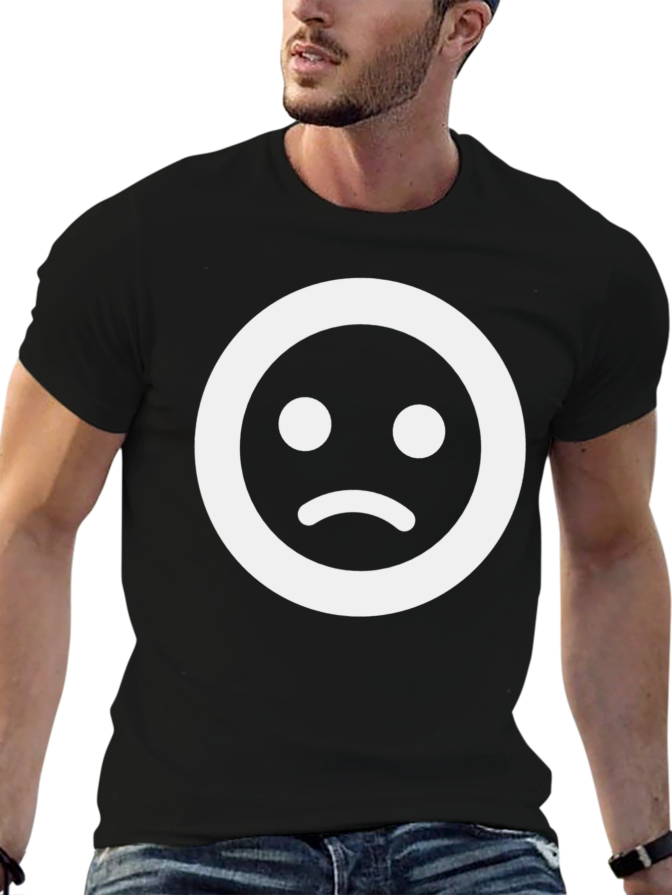 Sad Face Graphic Tee - Black Unisex T-Shirt