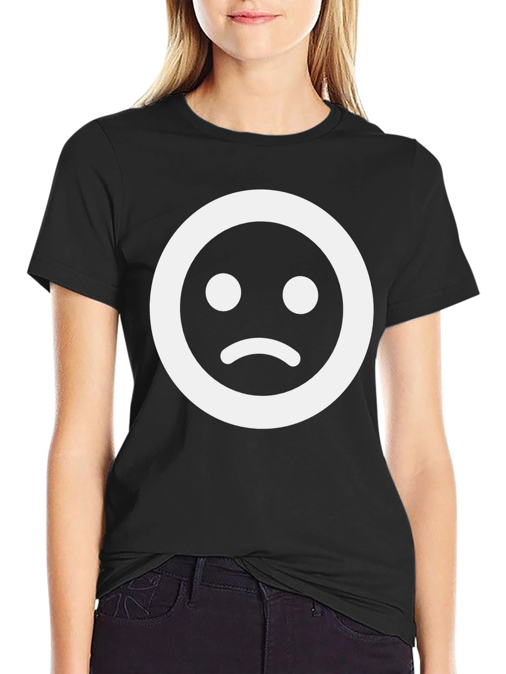 Sad Face Graphic Tee - Black Unisex T-Shirt
