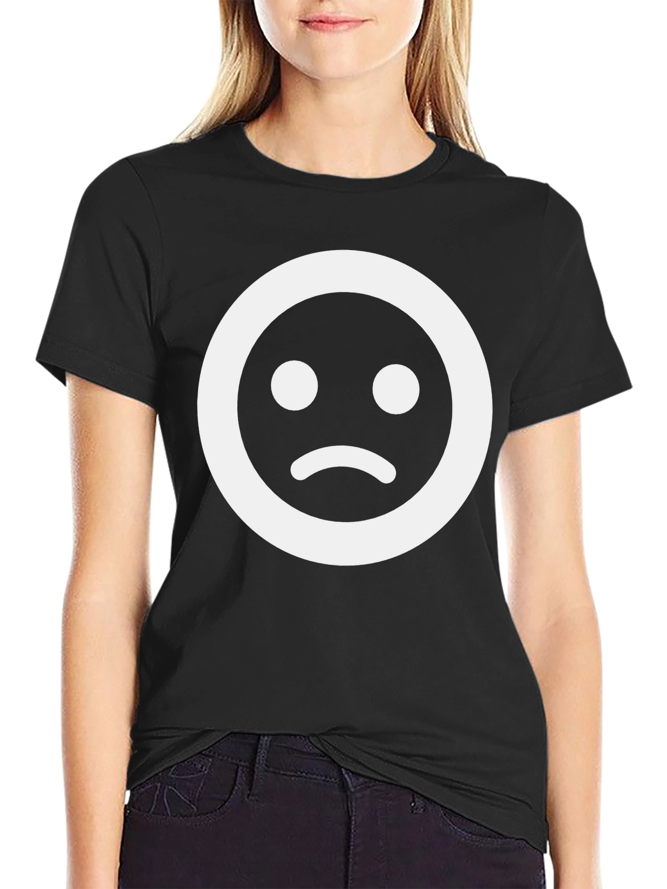Sad Face Graphic Tee - Black Unisex T-Shirt