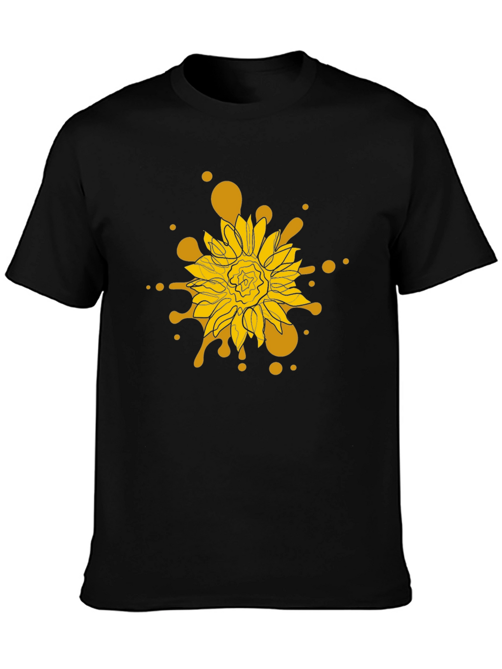 Sunflower Splash Black T-Shirt