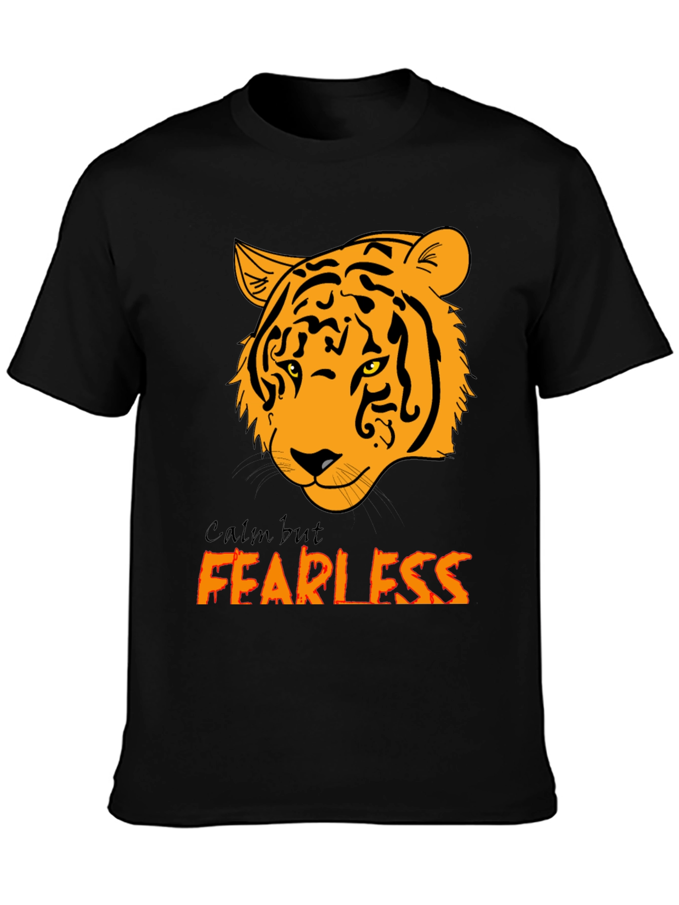 Calm but Fearless Tiger Graphic Tee - Black