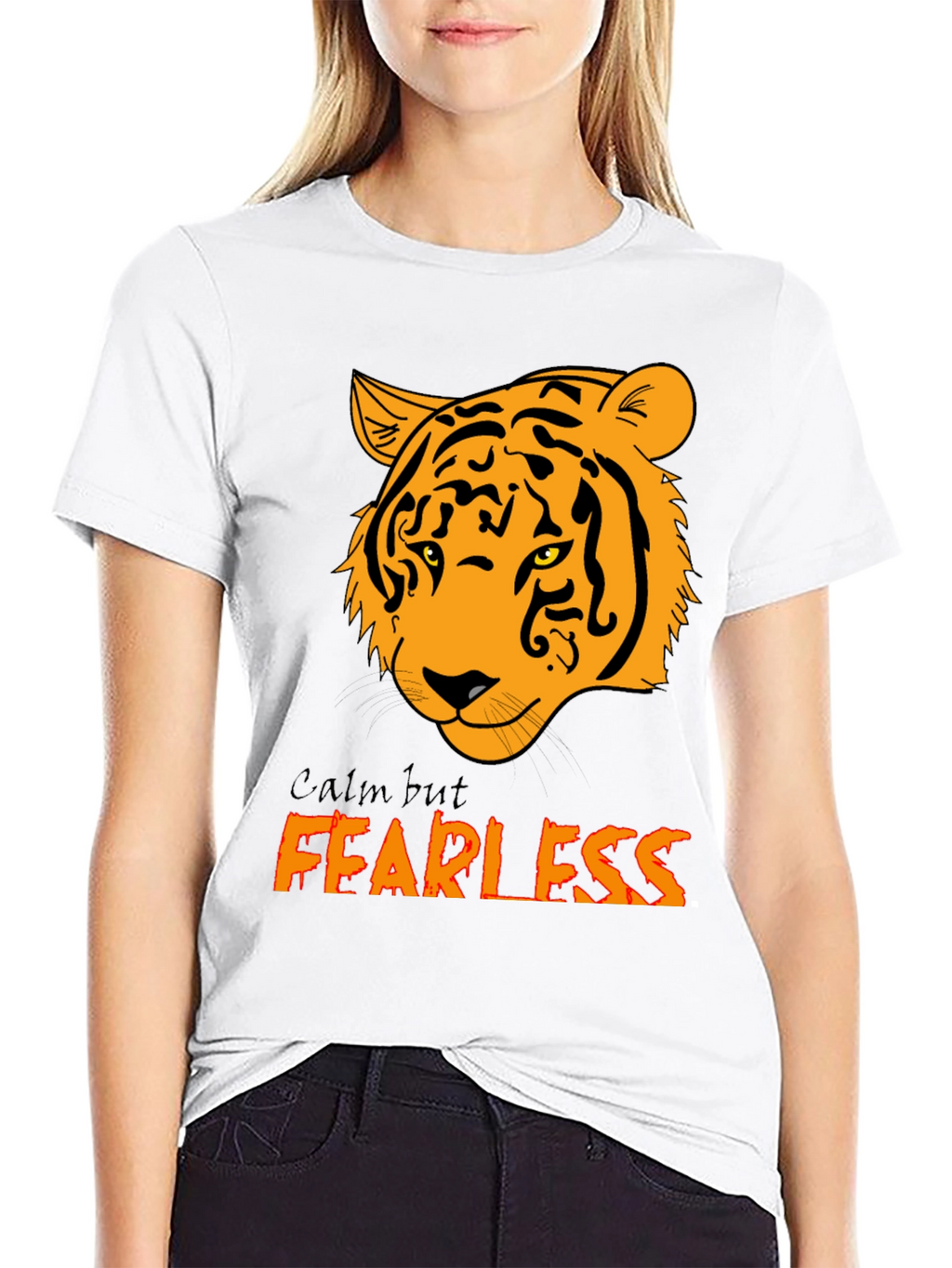 Calm but Fearless Tiger Graphic Tee - Black