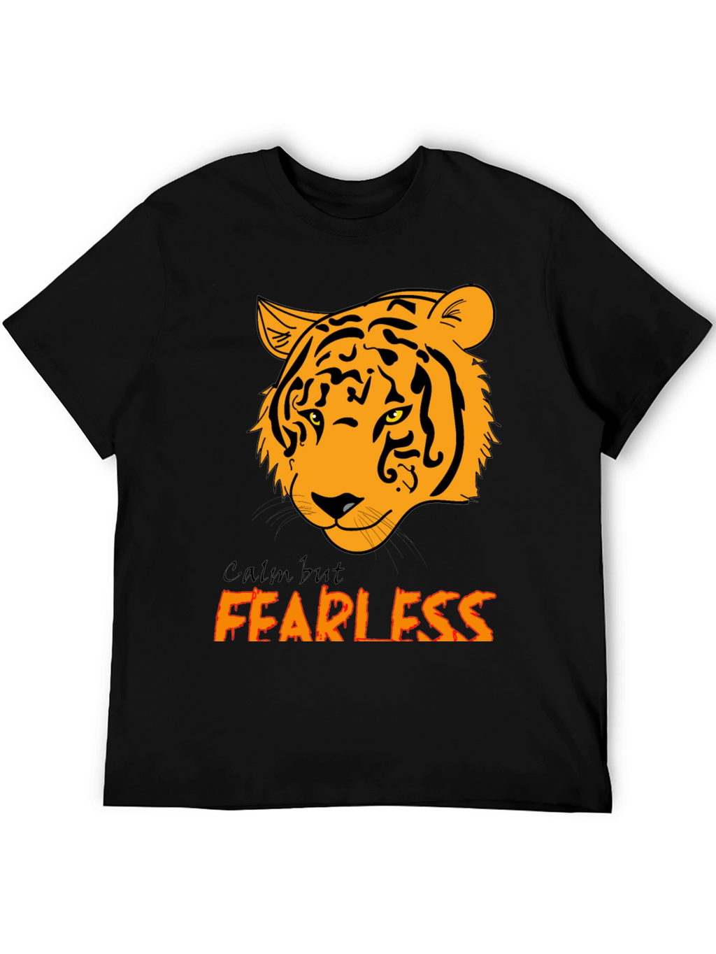 Calm but Fearless Tiger Graphic Tee - Black