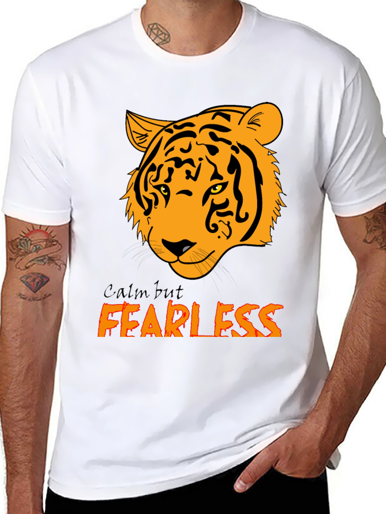 Calm but Fearless Tiger Graphic Tee - Black