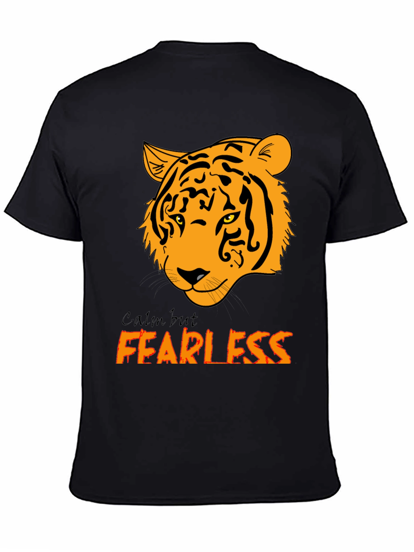 Calm but Fearless Tiger Graphic Tee - Black