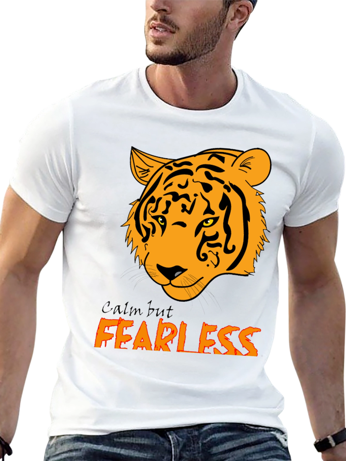 Calm but Fearless Tiger Graphic Tee - Black