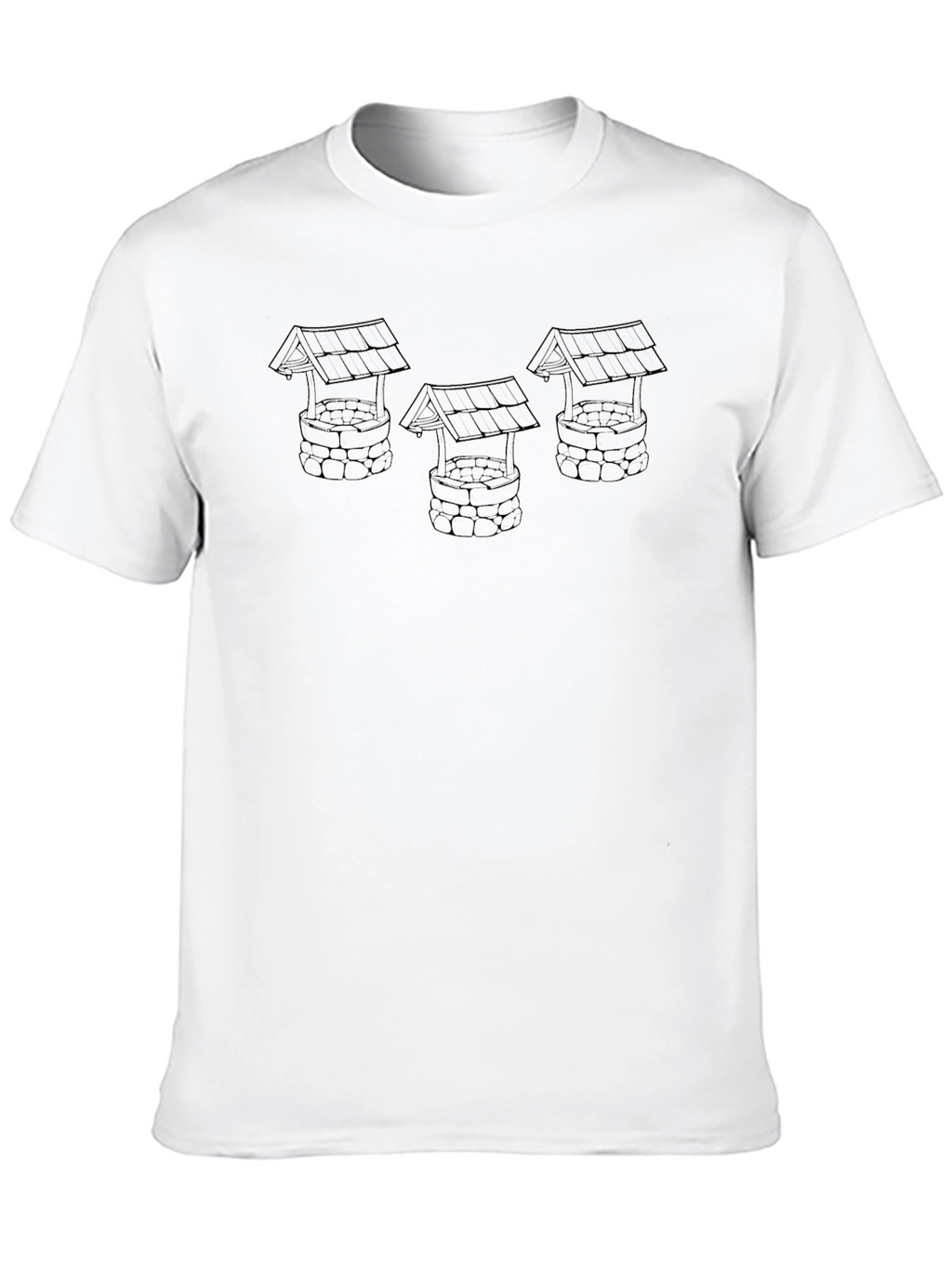 Mens Black T-Shirt with Wishing Wells Design