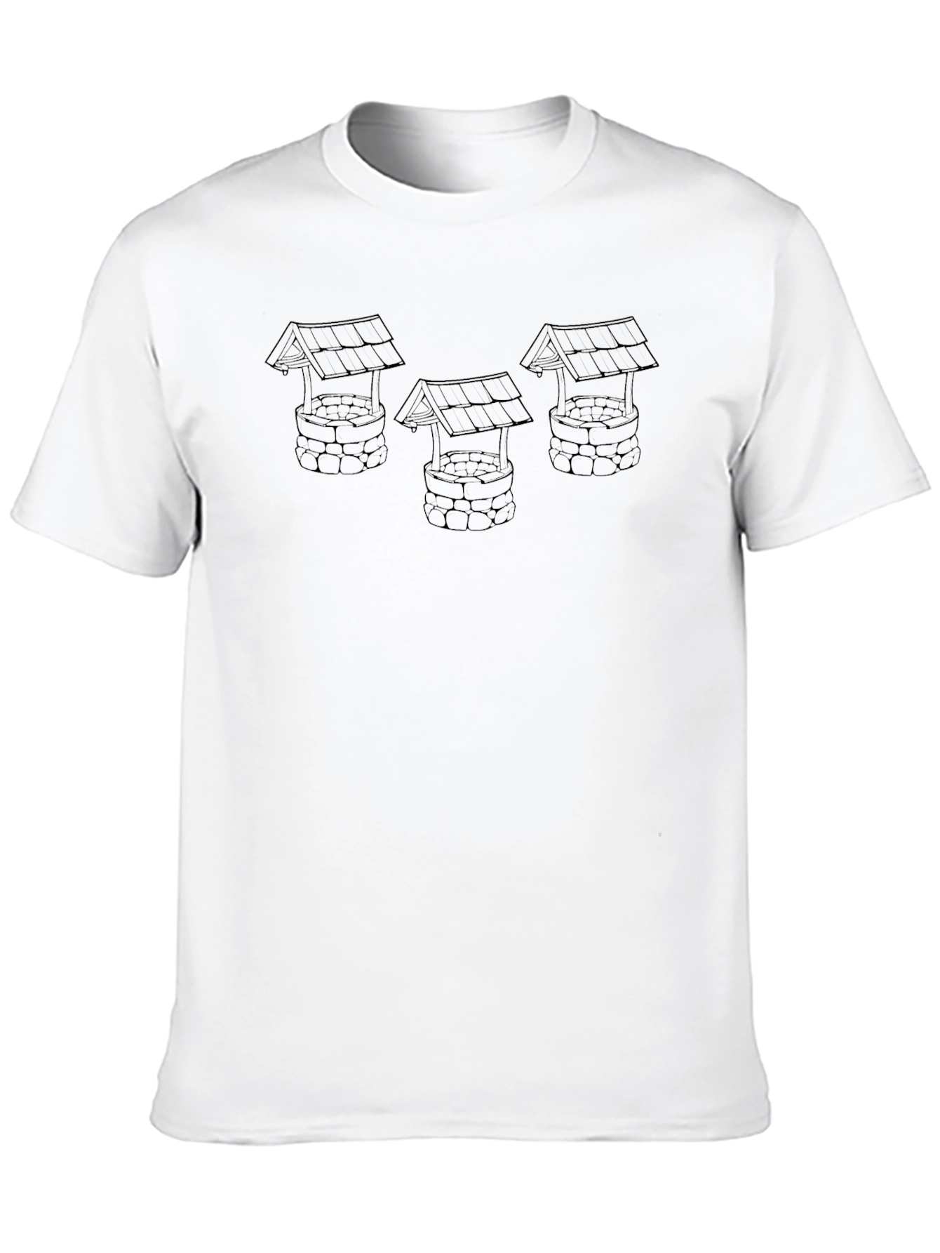 Mens Black T-Shirt with Wishing Wells Design