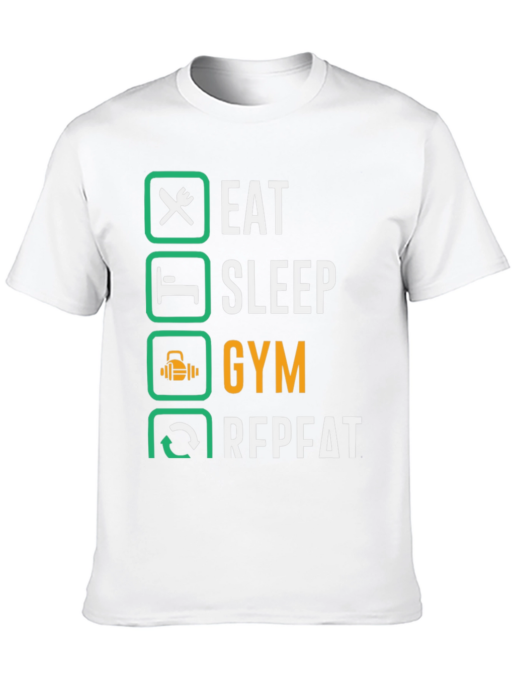 Eat Sleep Gym Repeat Black Graphic Tee
