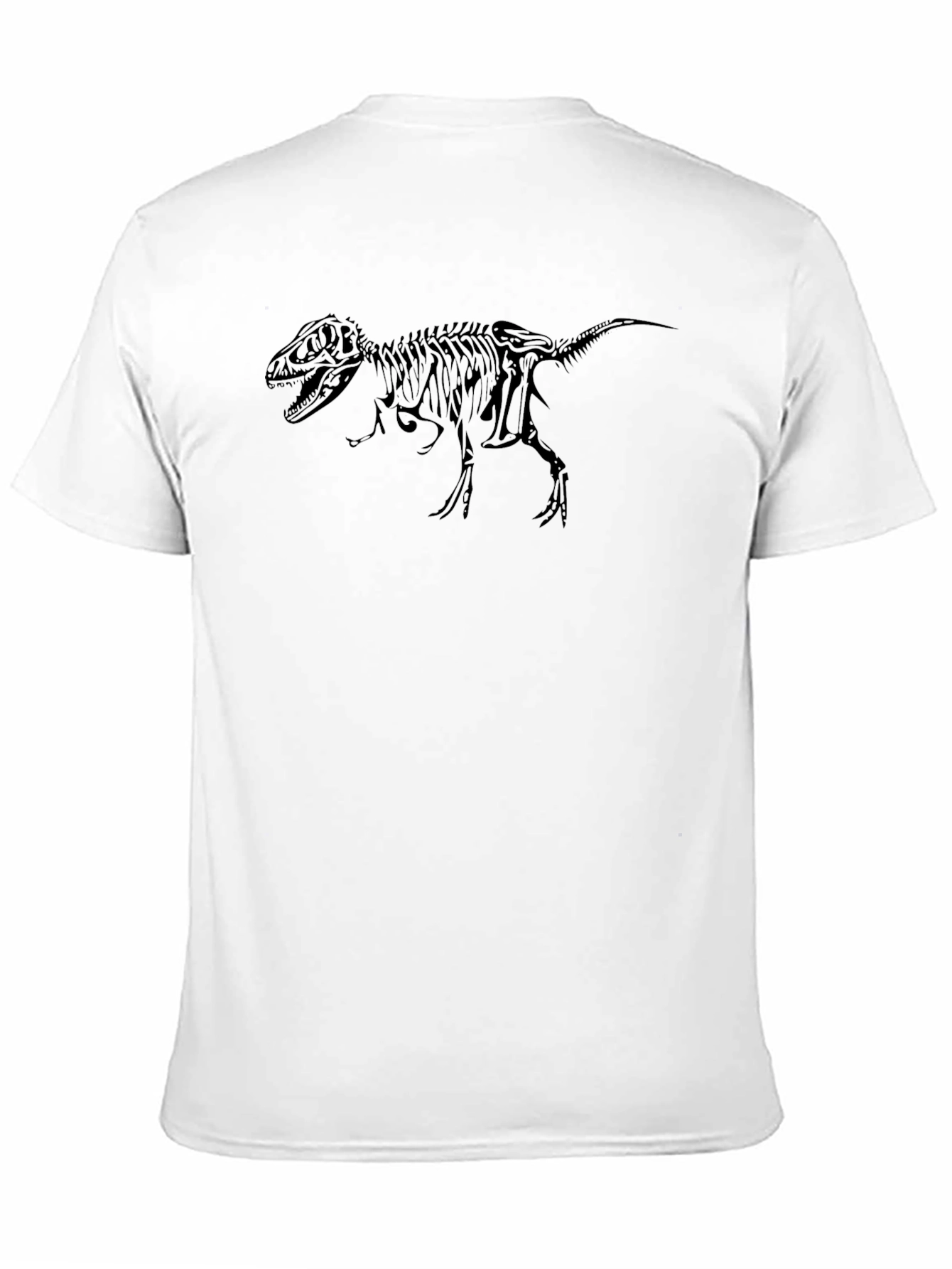Dino Skeleton Graphic Tee - Black Cotton T-Shirt