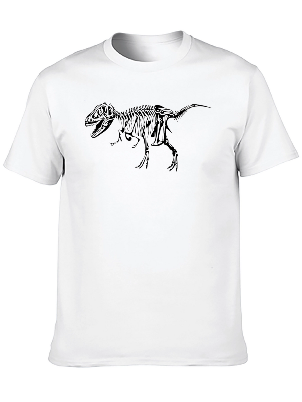 Dino Skeleton Graphic Tee - Black Cotton T-Shirt
