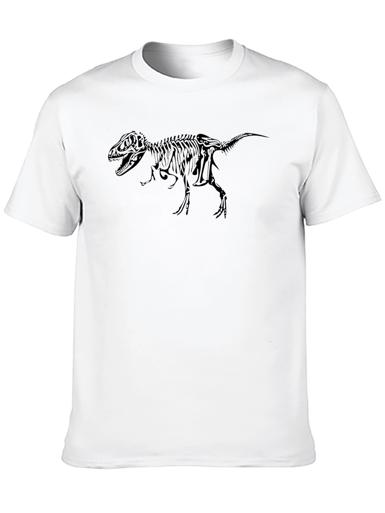 Dino Skeleton Graphic Tee - Black Cotton T-Shirt