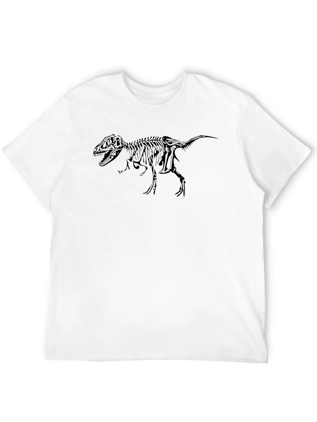 Dino Skeleton Graphic Tee - Black Cotton T-Shirt