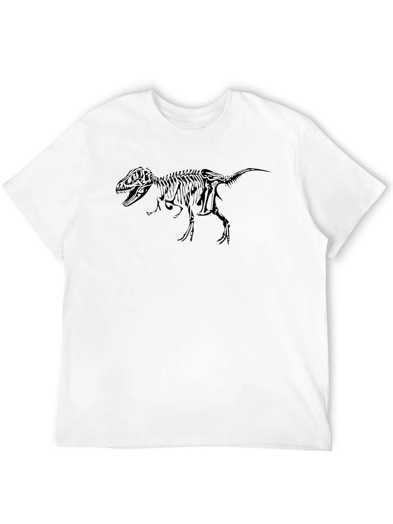 Dino Skeleton Graphic Tee - Black Cotton T-Shirt