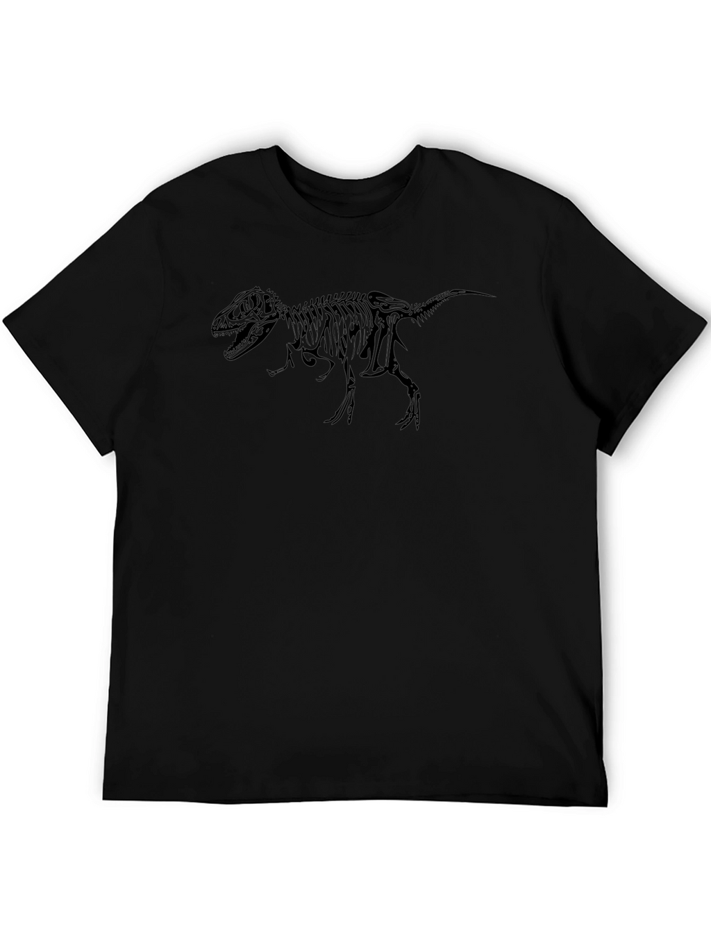 Dino Skeleton Graphic Tee - Black Cotton T-Shirt