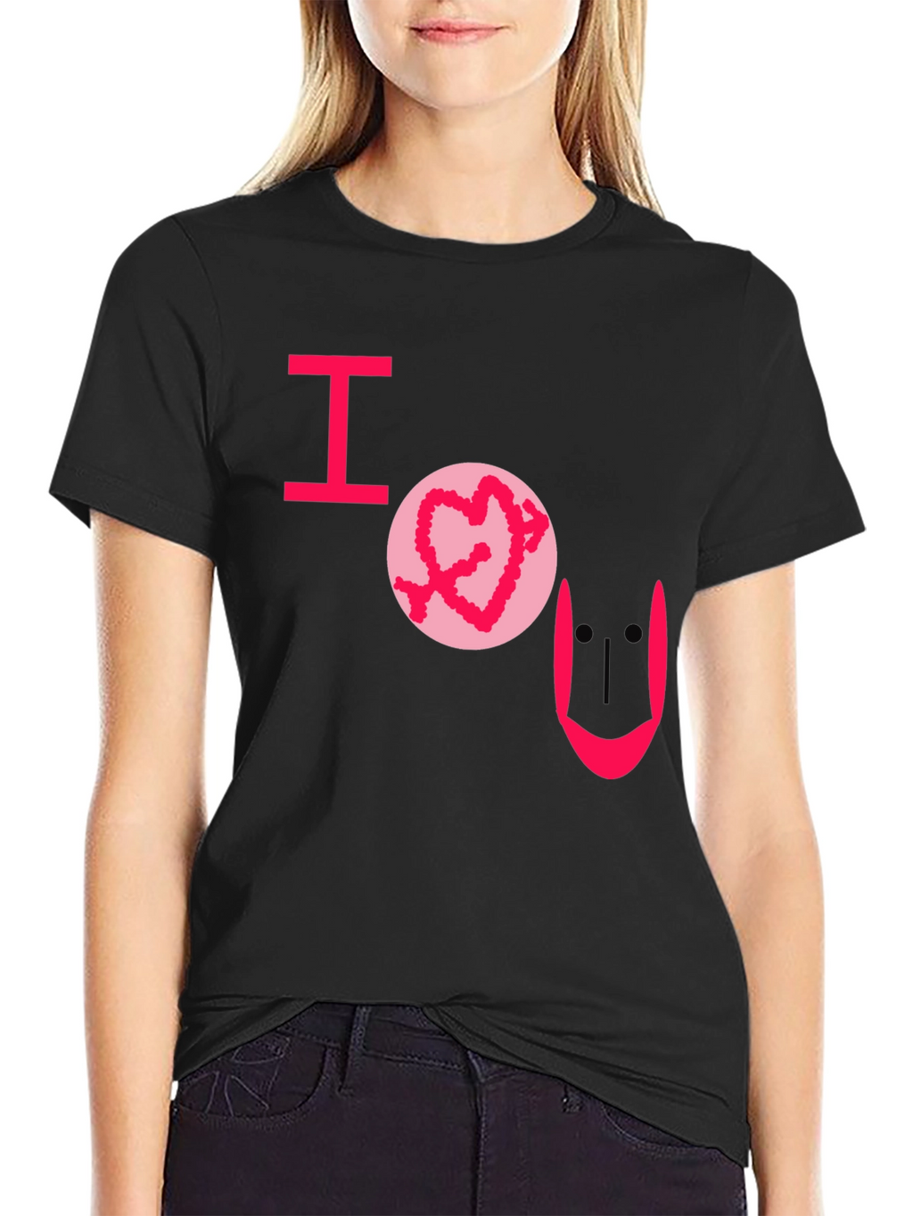 I Heart U Graphic Tee - Black Casual T-Shirt