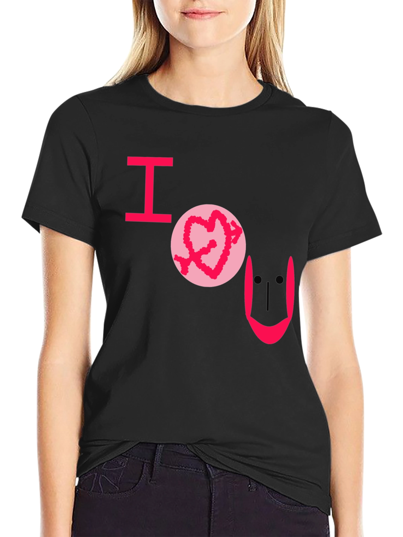 I Heart U Graphic Tee - Black Casual T-Shirt