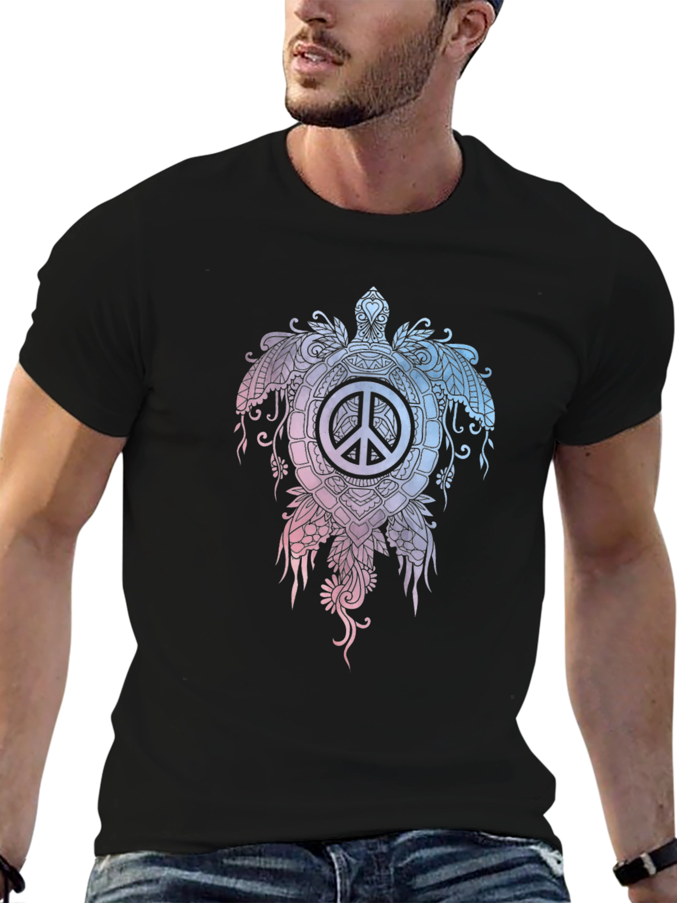 Peace Turtle Black T-Shirt