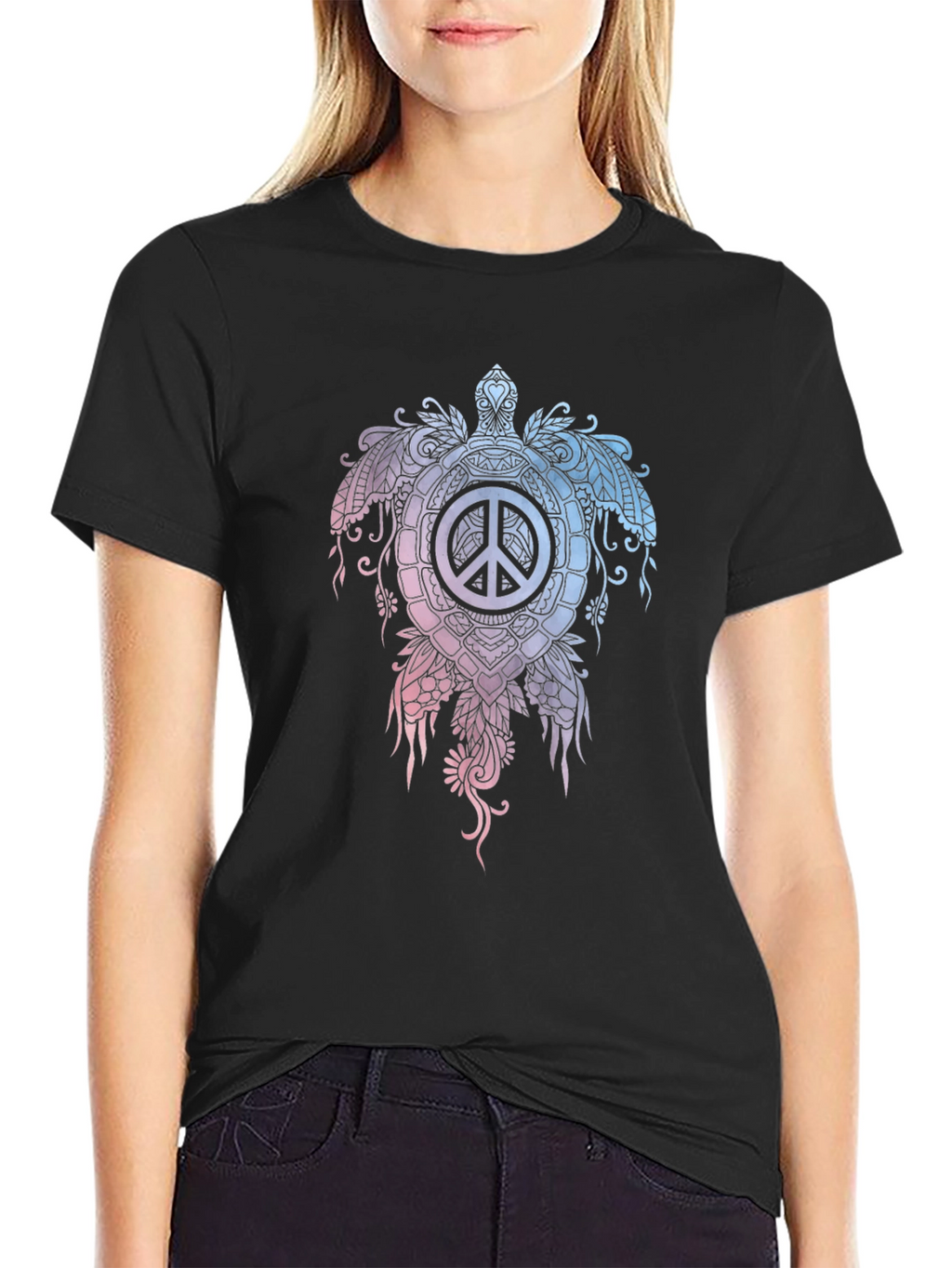 Peace Turtle Black T-Shirt
