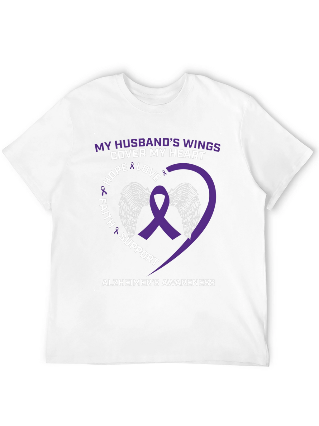 Alzheimers Awareness Husband Wings Heart T-Shirt