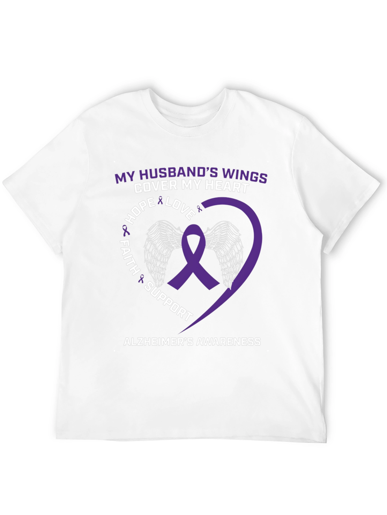 Alzheimers Awareness Husband Wings Heart T-Shirt