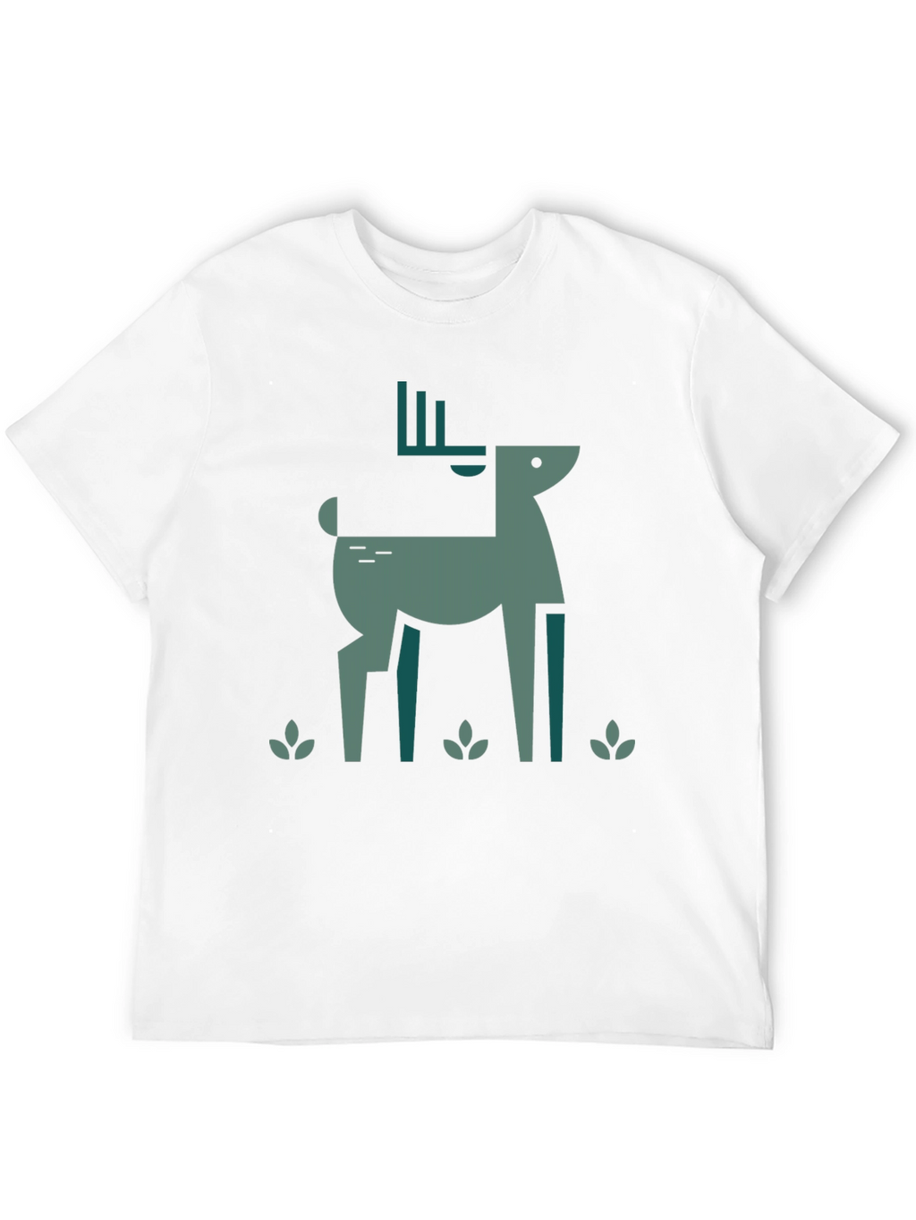 Geometric Deer Graphic Black T-Shirt