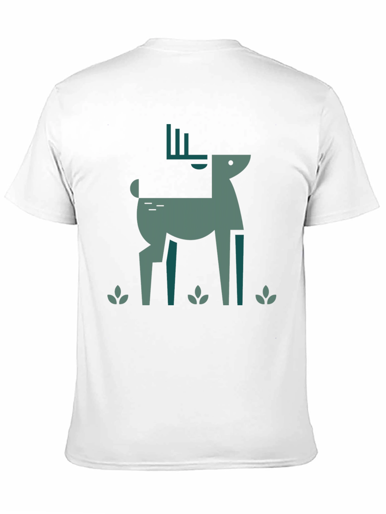 Geometric Deer Graphic Black T-Shirt