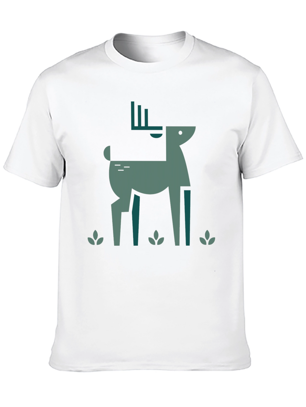 Geometric Deer Graphic Black T-Shirt