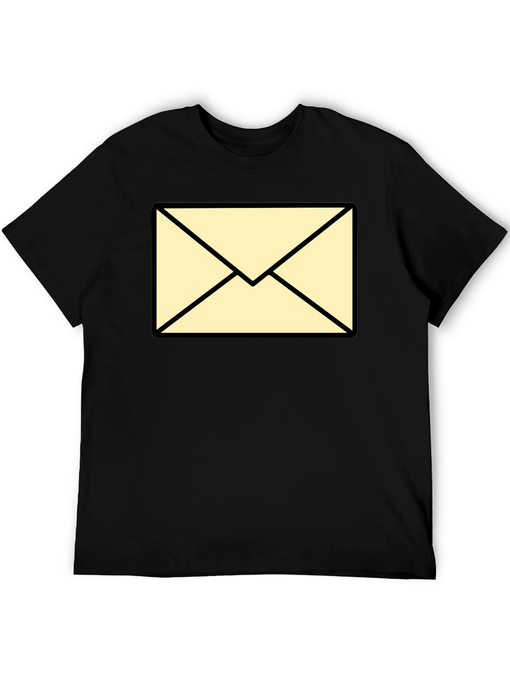 Mens Black T-Shirt with Envelope Graphic