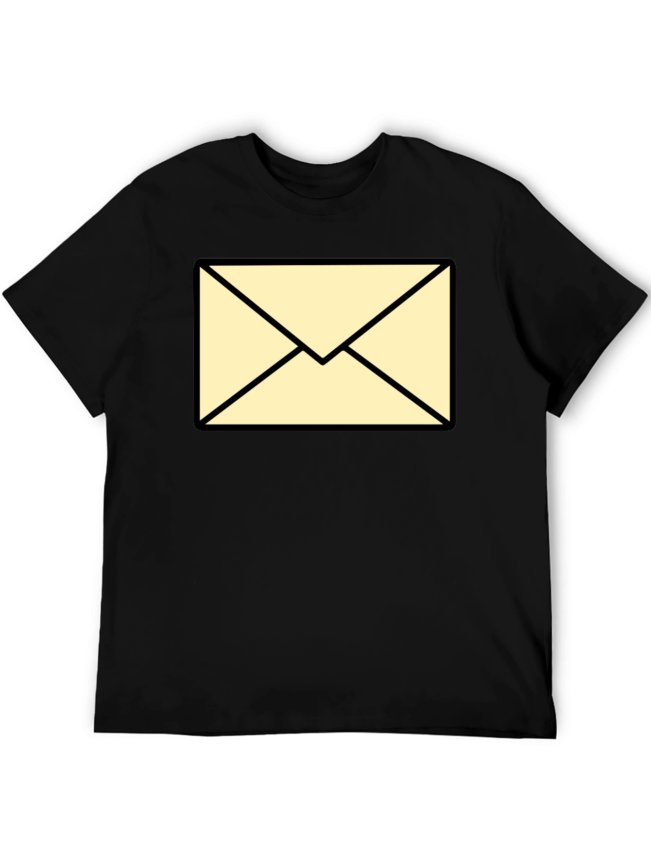 Mens Black T-Shirt with Envelope Graphic