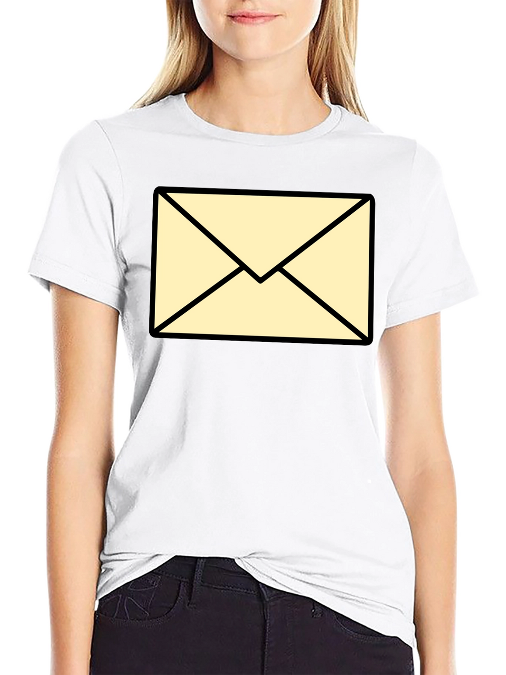 Mens Black T-Shirt with Envelope Graphic