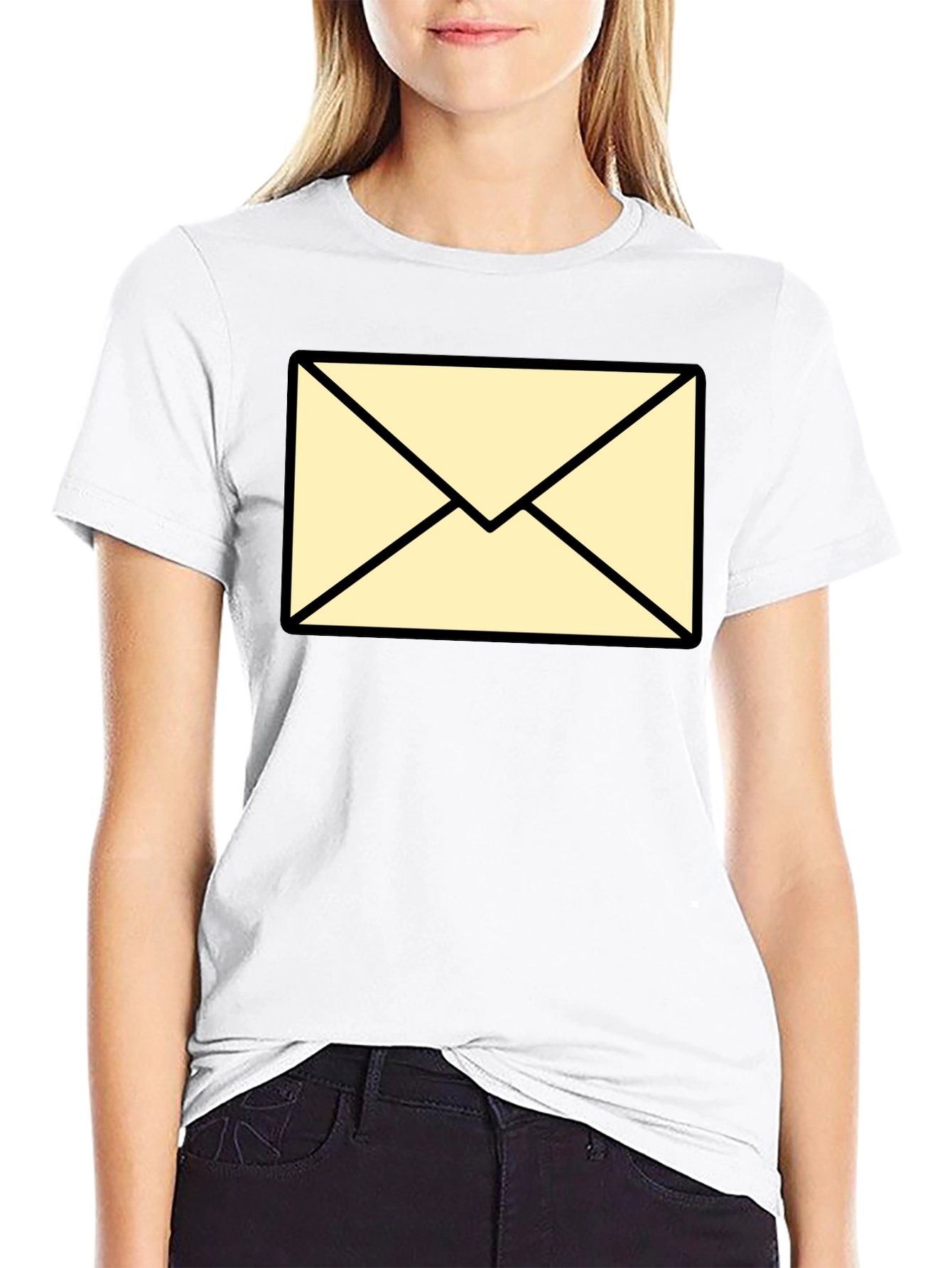 Mens Black T-Shirt with Envelope Graphic