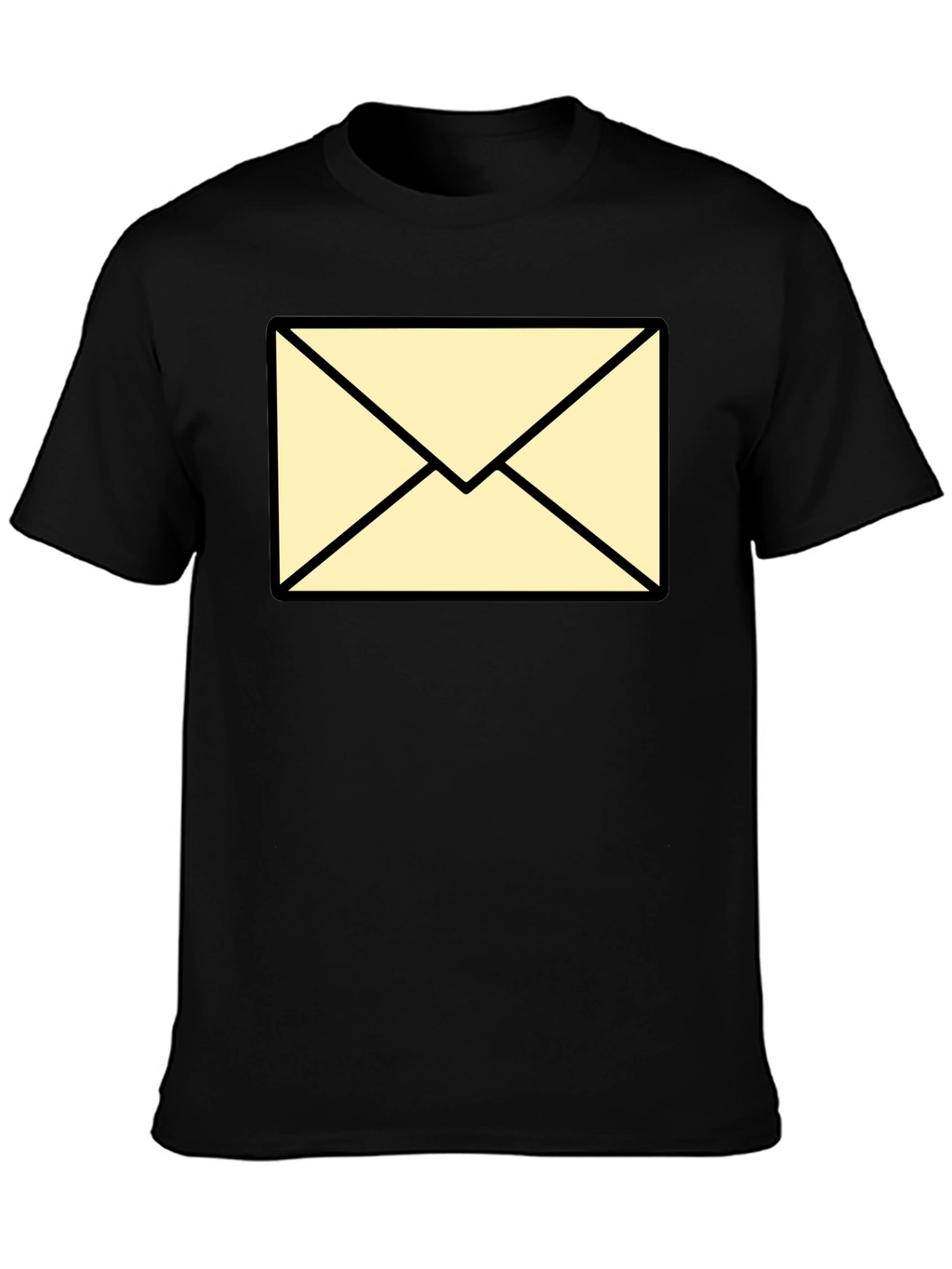 Mens Black T-Shirt with Envelope Graphic