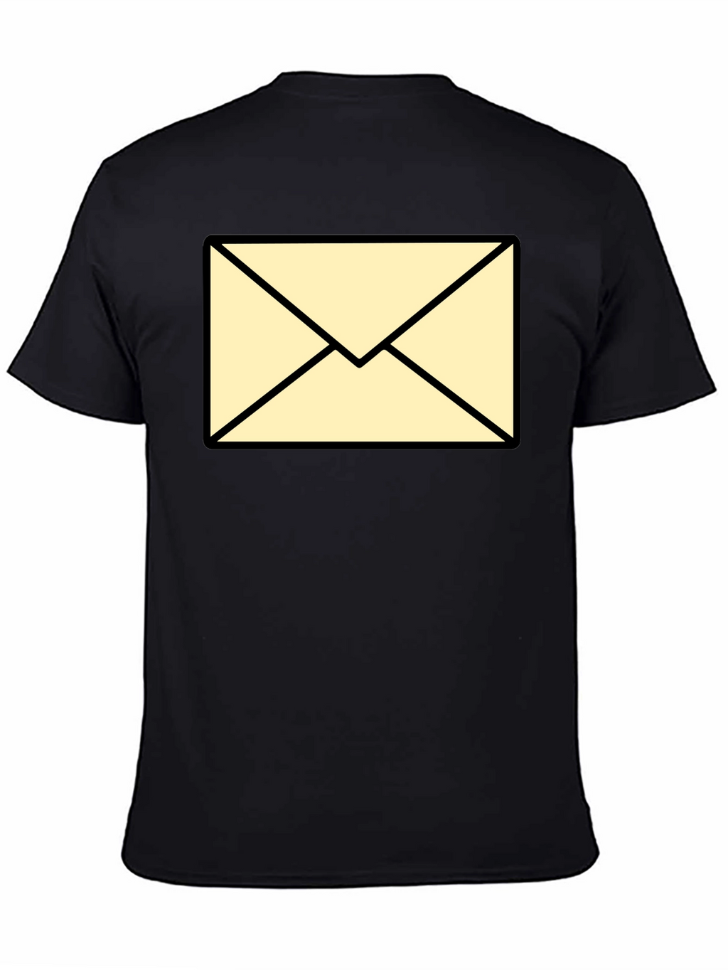 Mens Black T-Shirt with Envelope Graphic
