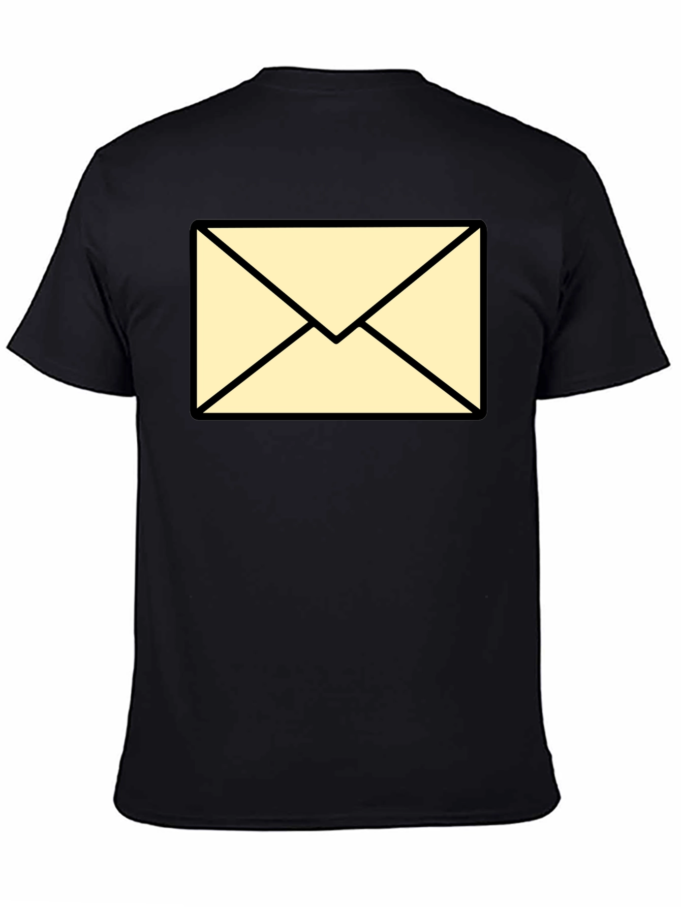 Mens Black T-Shirt with Envelope Graphic