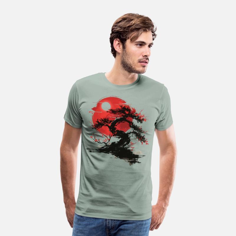 Japanese Tree Buddhism Red Moon Aesthetic