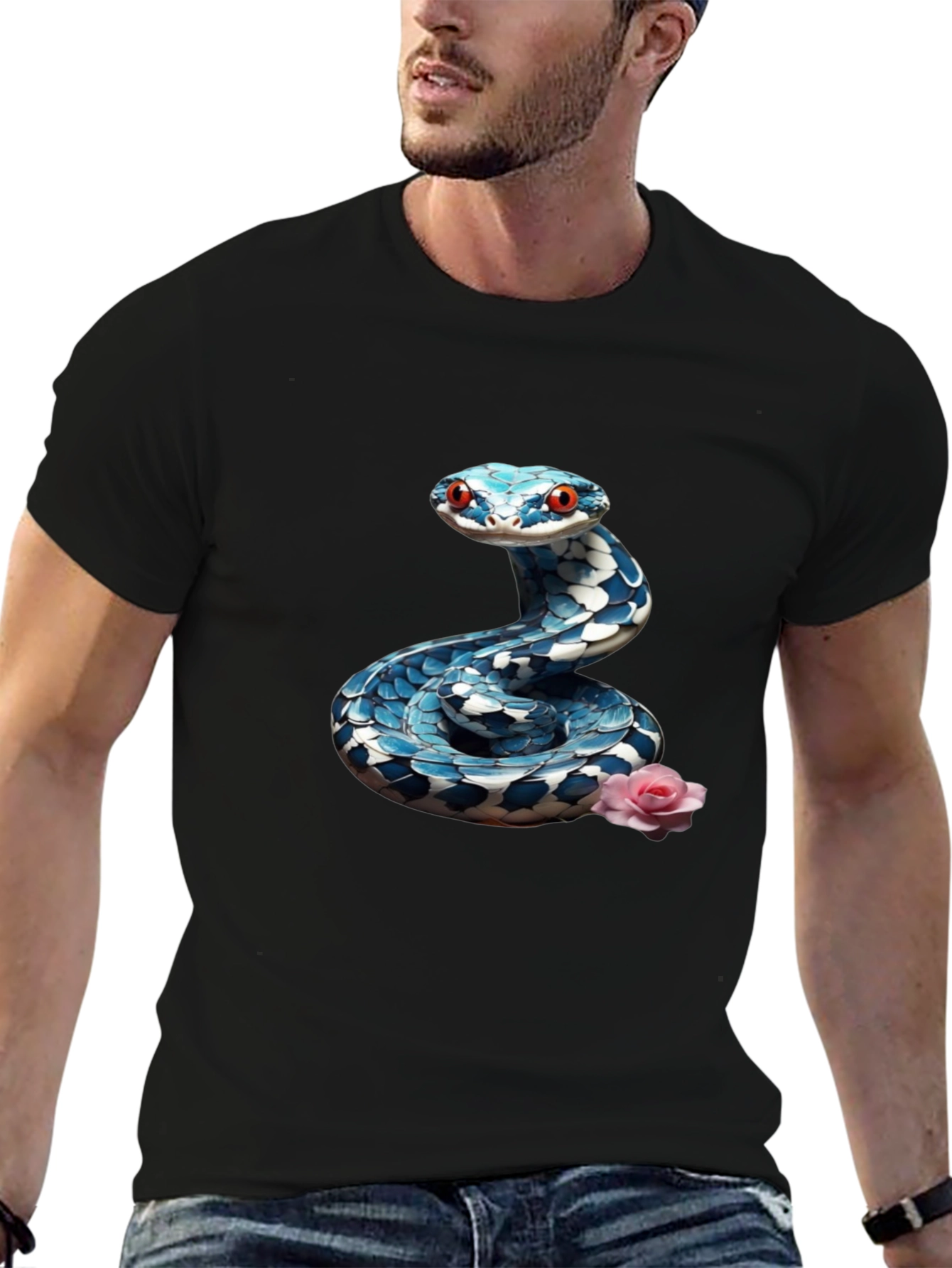 Snake & Rose Graphic Tee - Cool Print Shirt