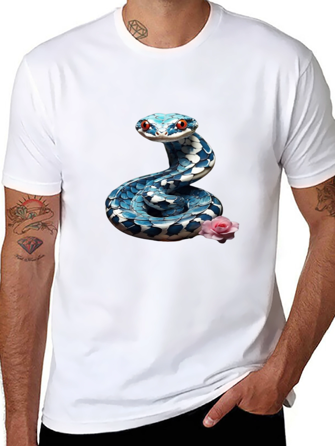 Snake & Rose Graphic Tee - Cool Print Shirt