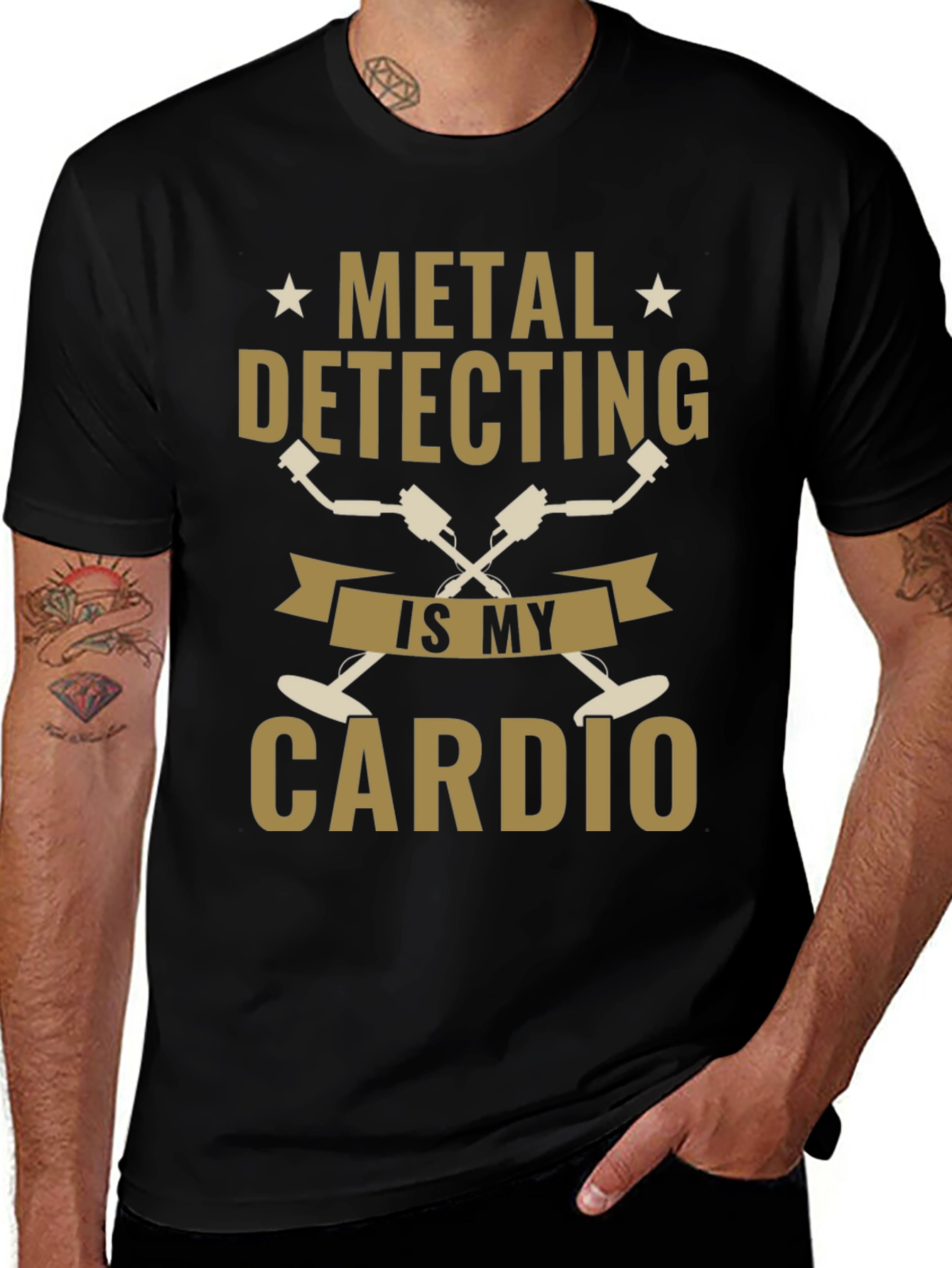 Metal Detecting Cardio Black T-Shirt