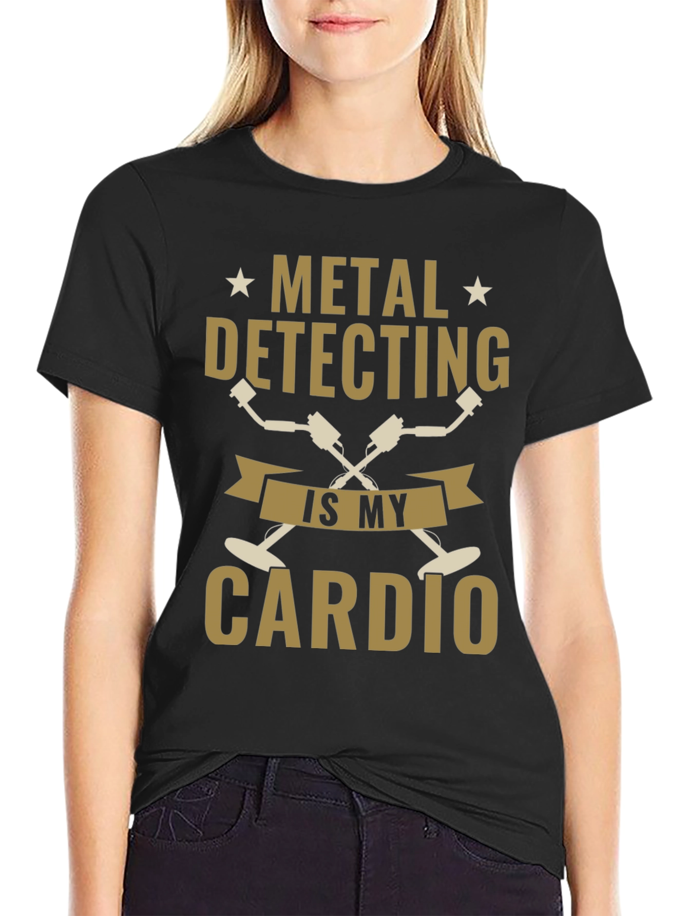 Metal Detecting Cardio Black T-Shirt