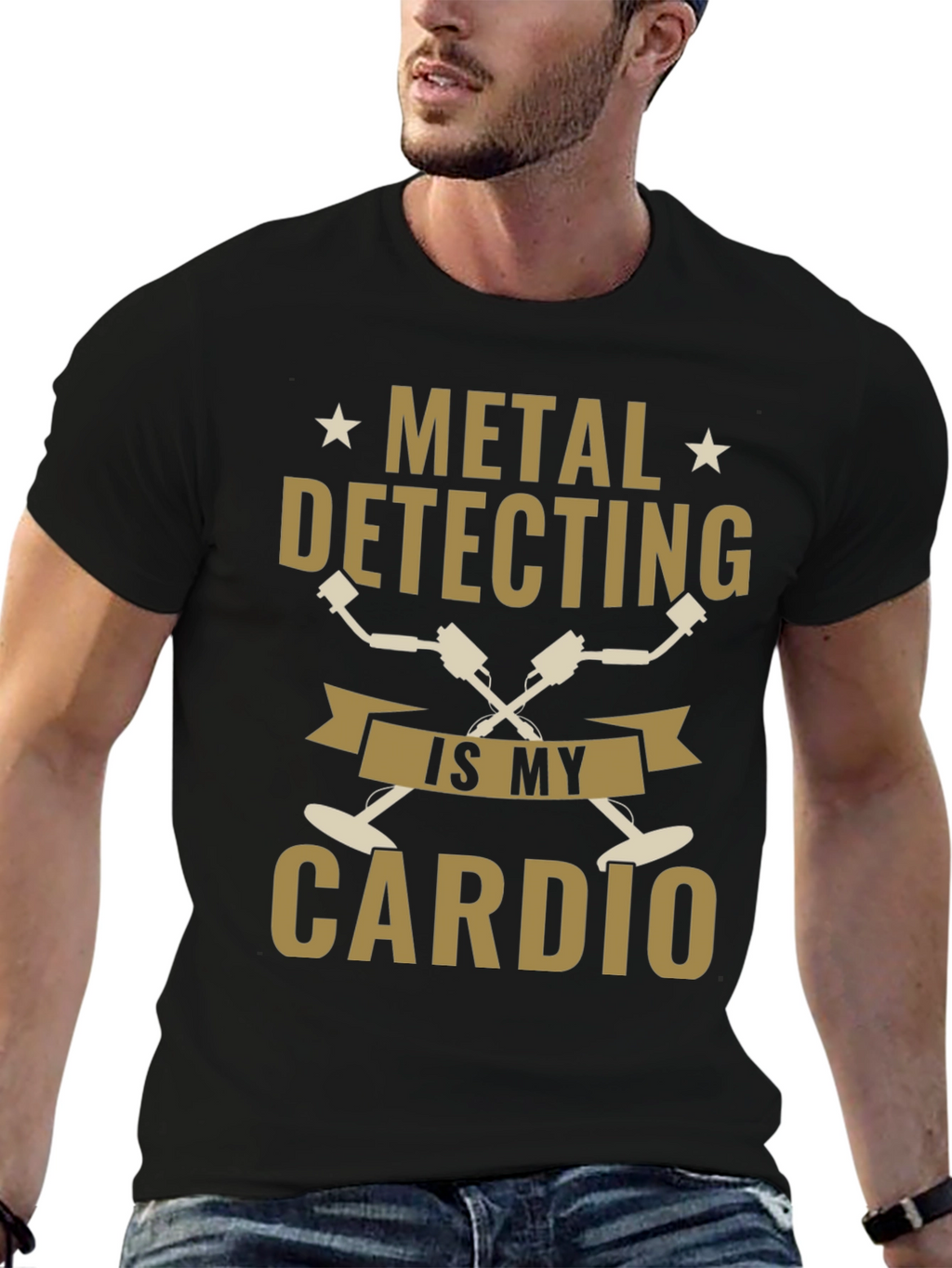 Metal Detecting Cardio Black T-Shirt