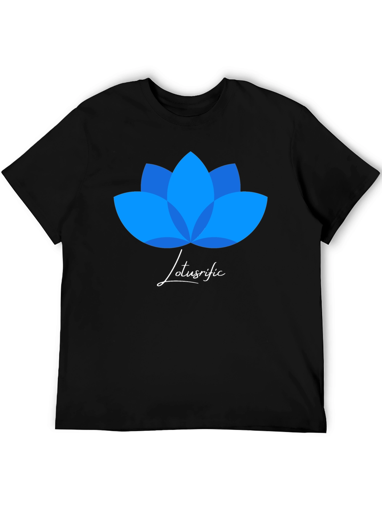 Lotusrific Black T-Shirt - Blue Lotus Design