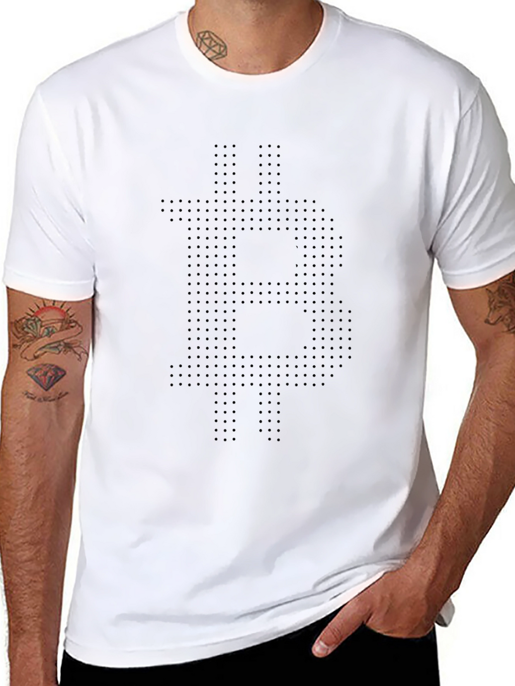 Bitcoin Dot Pattern Black T-Shirt