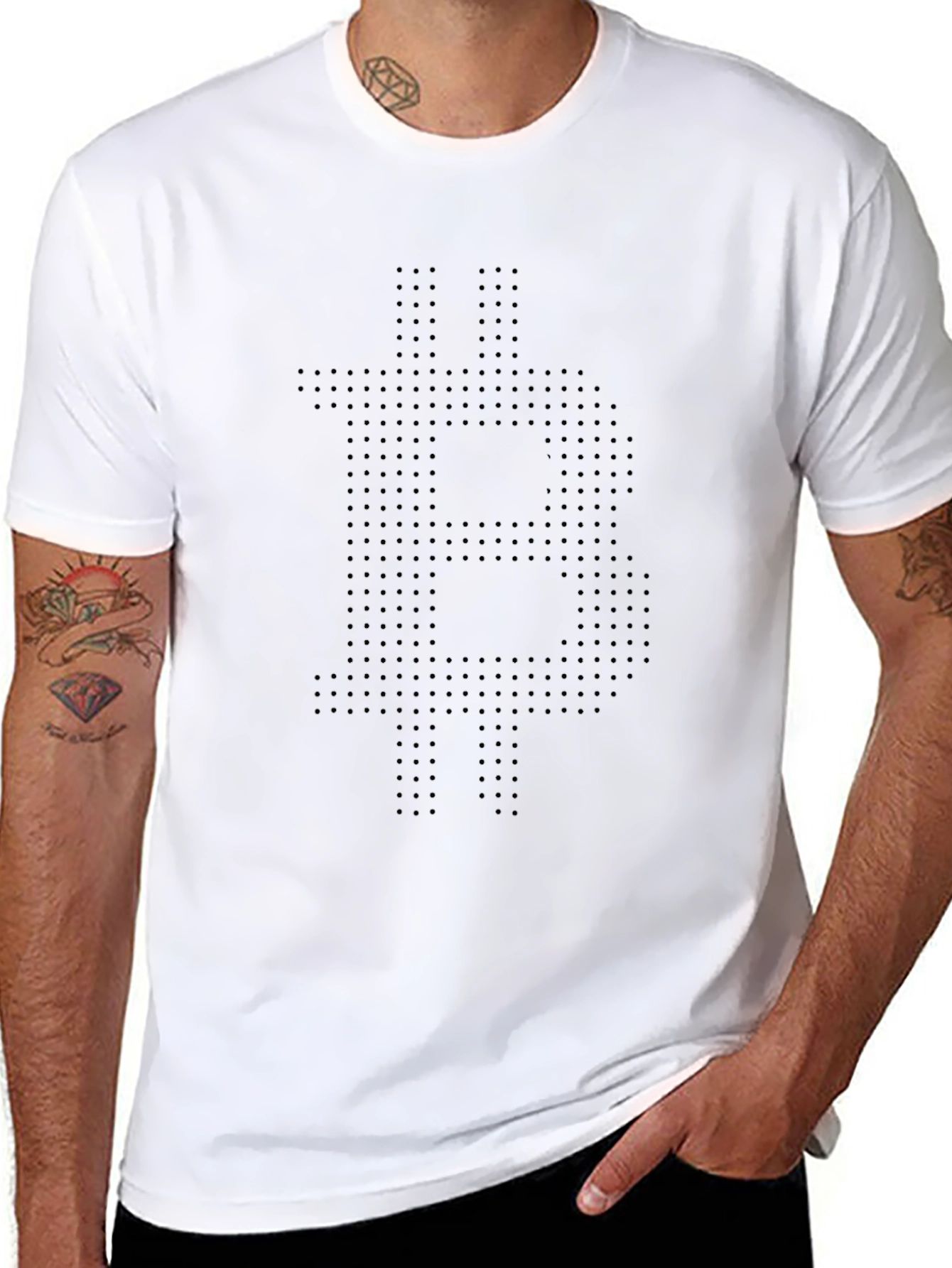 Bitcoin Dot Pattern Black T-Shirt