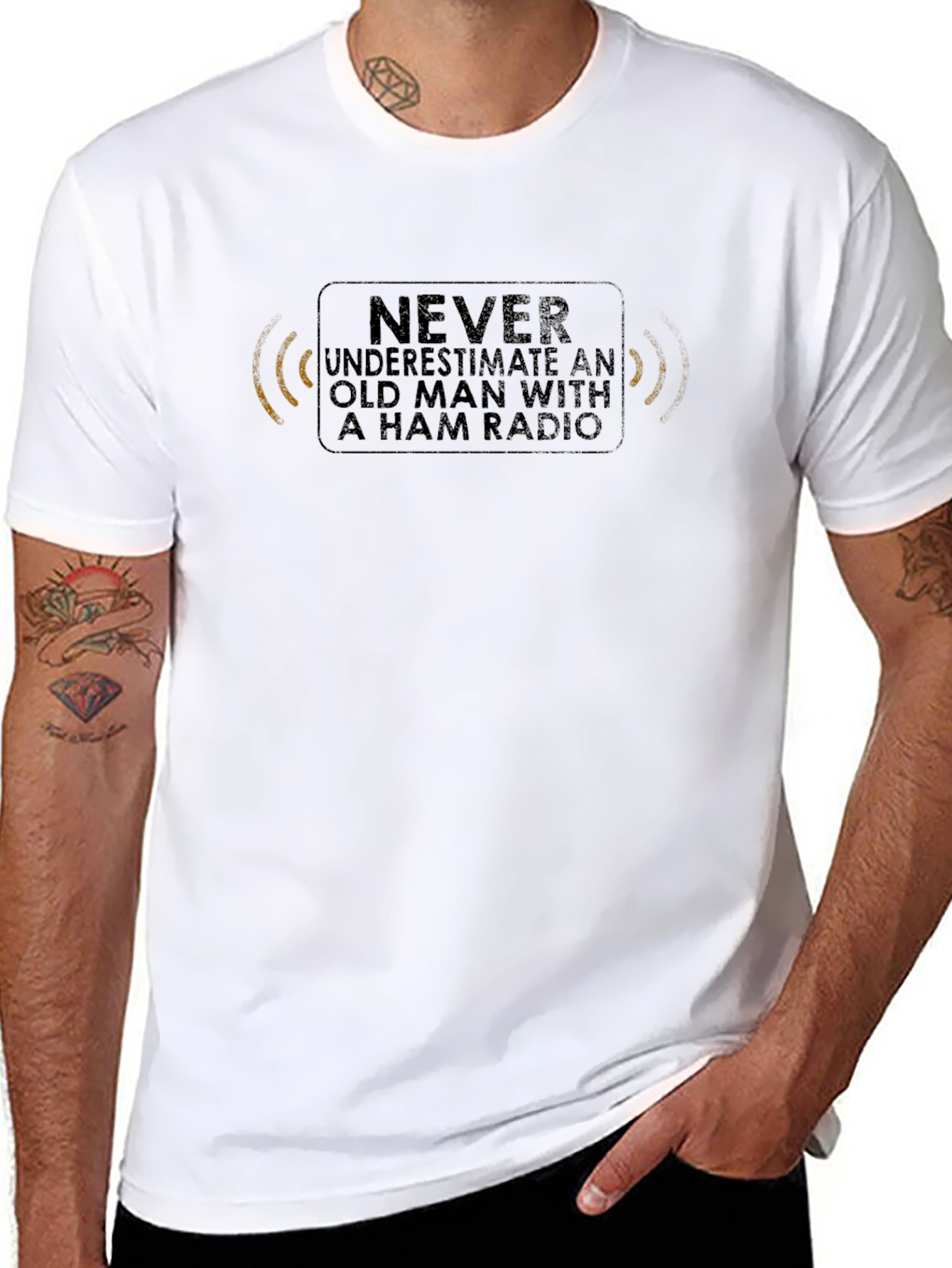 Never Underestimate Old Man Ham Radio T-Shirt