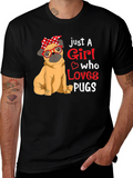 Just A Girl Who Loves Pugs Graphic T-Shirt